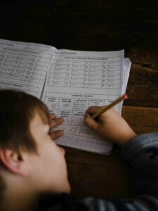 Student experiencing math test anxiety while looking at a worksheet | FocusFirst Tutors